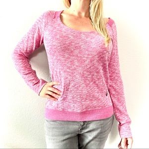 Women’s Volcom Pink and Grey Off the Shoulder Sweatshirt